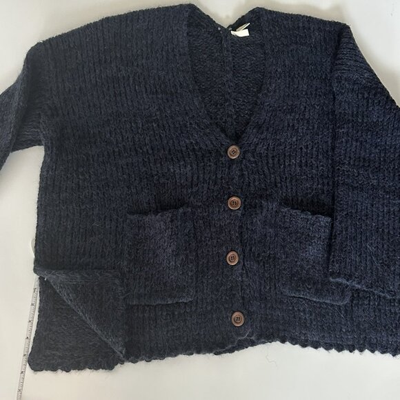Anthropologie Moth Cozy Dark Blue Button Up Cardigan Size Medium - Picture 5 of 7